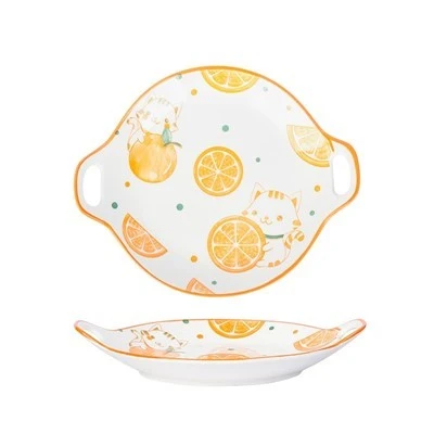 Kawaii Citrus Cat Porcelain Plate & Bowl Set factory